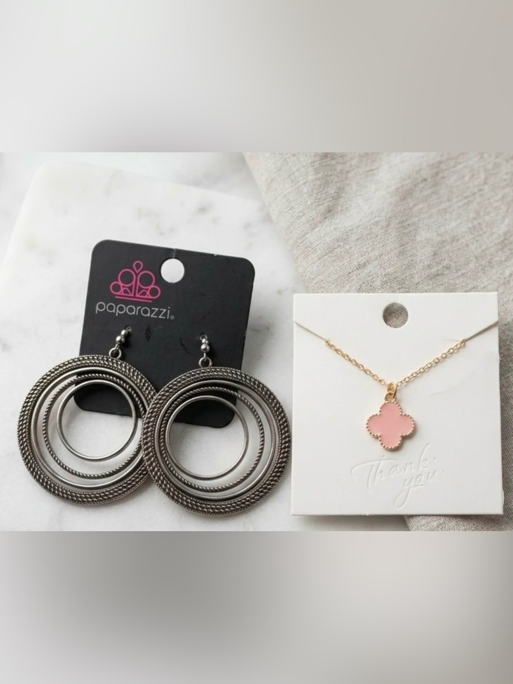 Paparazzi Gunmetal Layered Circle Drop Earrings